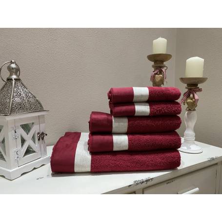 Completo Bagno Cinque Pezzi Ginevra Colore Bordeaux